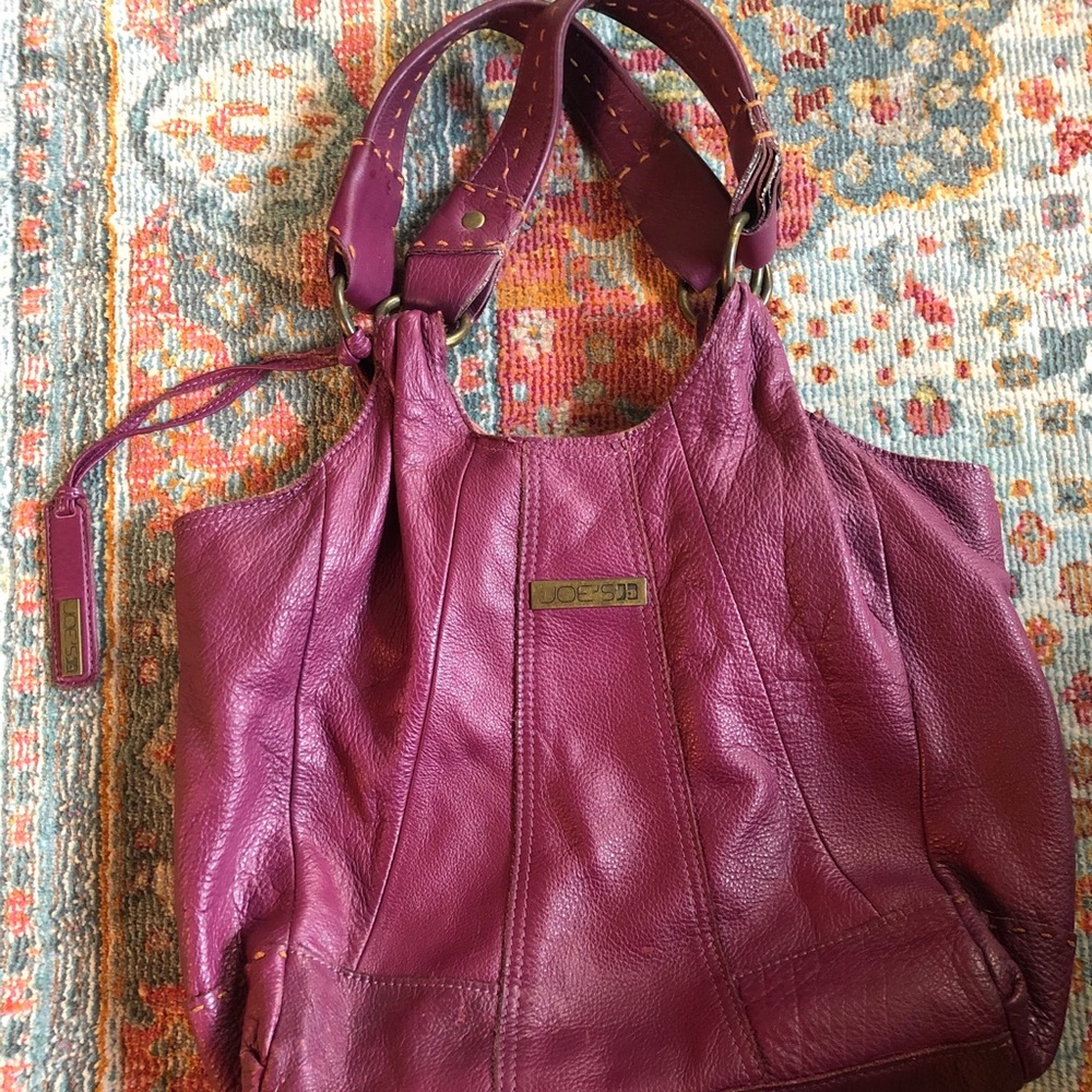 Joe fuschia leather shoulder bag